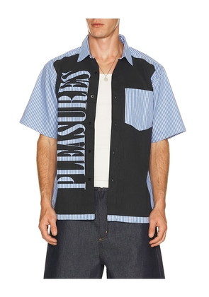 Pleasures Onyx Button Up Shirt in Blue. Size S. Also in M, L, XL/1X.