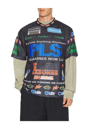 Pleasures Oral Mesh Jersey in Black. Size S. Also in M, L, XL/1X.