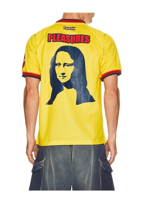 Pleasures Mona Sport Jersey in Yellow. Size S. Also in M, L, XL/1X.