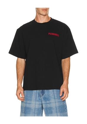 Pleasures Impact Heavyweight Tee in Black. Size S. Also in M, L, XL/1X.