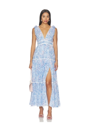 Poupette St Barth Perla Long Dress in Blue. Size XS. Also in S, M, L.