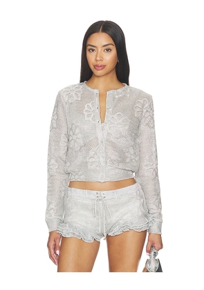 SIEDRES Poli Metallic Knit Cardigan in Metallic Silver. Size XS. Also in S, L.