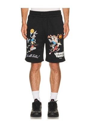 REASON Looney Tunes Basketball Short in Black. Size S. Also in M, L, XL/1X.
