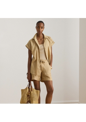 Linen Wide-Leg Drawcord Shorts