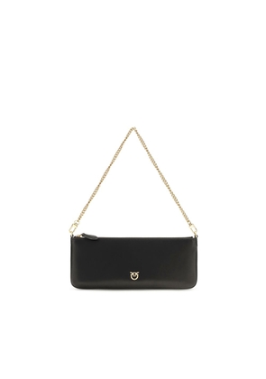 PINKO Black Calf Leather Bos Taurus Shoulder Bag