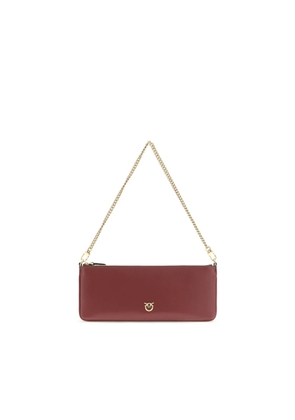 PINKO Bordeaux Calf Leather Bos Taurus Shoulder Bag