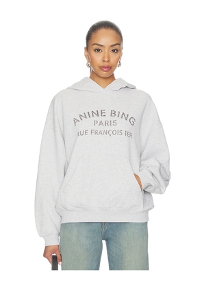 ANINE BING Harvey Sweatshirt Paris Stencil in Light Grey. Size XS. Also in S, M, L, XL.