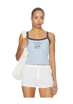 DAYDREAMER Siren Song Pointelle 90s Tank Top in Baby Blue. Size XS. Also in S, M, L, XL.