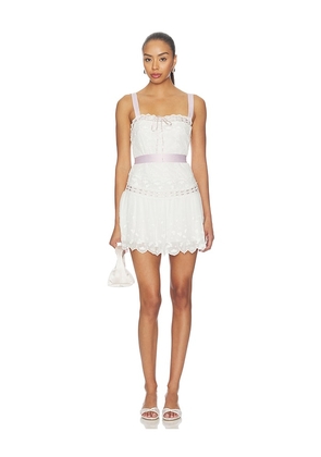 For Love & Lemons Noah Embroidered Mini Dress in White. Size XS. Also in S, M, L, XL.