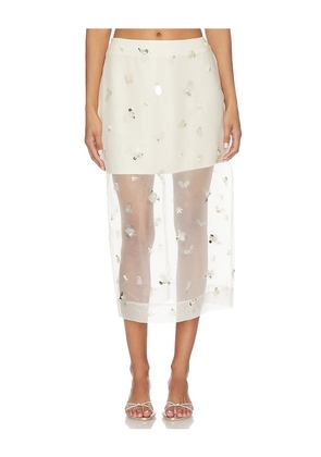 SIMKHAI Delilah Midi Skirt in Ivory. Size XS. Also in S, M, L.