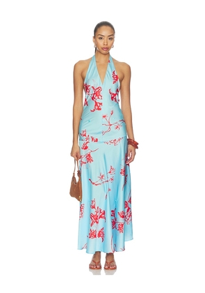 Juliet Johnstone Satin Button Dress in Baby Blue. Size XS. Also in S, M, L.