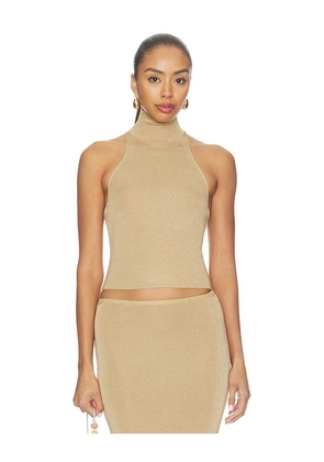 NBD Nyla Mock Neck Tank in Metallic Gold. Size XXS. Also in XS, S, M, L, XL.