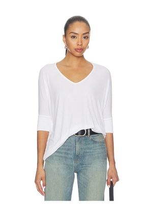 Michael Lauren Dylan 3/4 Sleeved Draped V-neck in White. Size XS. Also in S, M, L, XL.