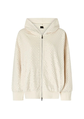 PINKO rhinestone-embellished zip-up hoodie - Neutrals