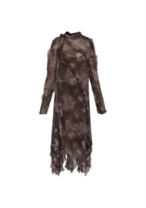 Diesel floral-print ruffled midi dress - Brown
