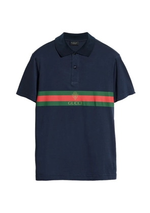 Gucci Web-stripe logo-print polo shirt - Blue