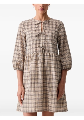 Marc O'Polo checked tie-fastening mini dress - Neutrals