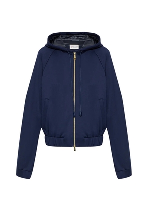 Moncler logo-patch zip-up hoodie - Blue