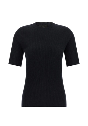 Fabiana Filippi ribbed-knit short-sleeve T-shirt - Blue