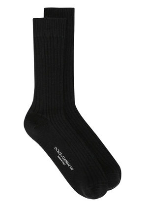 Dolce & Gabbana ribbed intarsia-knit logo socks - Black