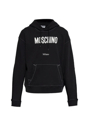 Moschino logo-print contrast-stitch hoodie - Black