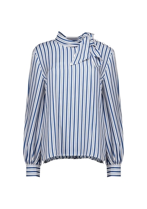 Max Mara pussy-bow striped blouse - White