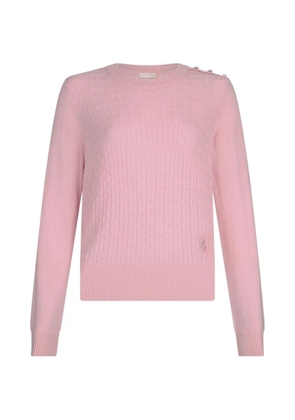LIU JO button-embellished cable-knit long-sleeved T-shirt - Pink