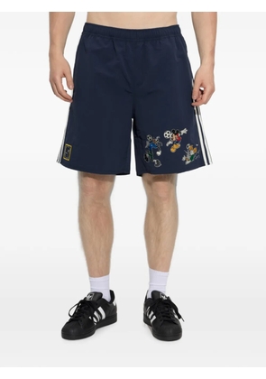 adidas x Disney x Brain Dead cartoon-appliqué track shorts - Blue