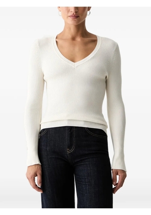 GUESS USA Ellie ribbed-knit V-neck sweater - Neutrals