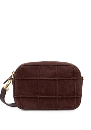 Coccinelle quilted suede-panel shoulder bag - Brown