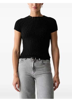 GUESS USA rhinestone-embellished ribbed-knit T-shirt - Black
