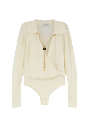 Elisabetta Franchi charm-detail wrap-front bodysuit - Neutrals