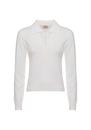 EMME sequin-embellished polo top - White