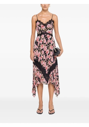 NISSA pleated floral midi dress - Black