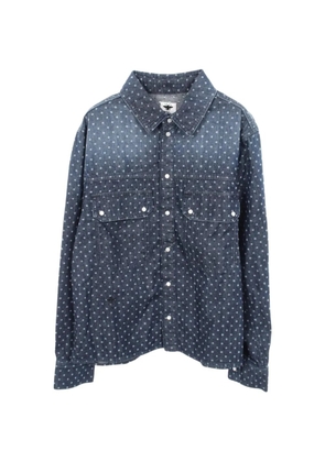 Christian Dior Pre-Owned 2010s Bee embroidered dot-pattern denim shirt - Blue