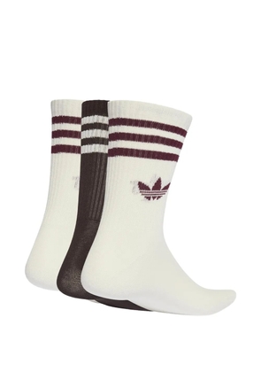 adidas logo-embroidered striped socks (set of three pairs) - Neutrals