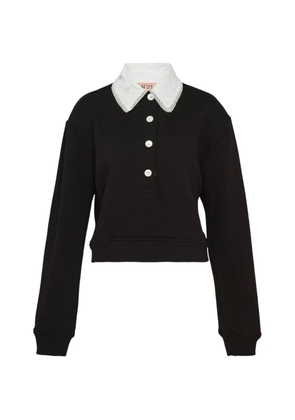 Nº21 lace-collar button-up sweatshirt - Black