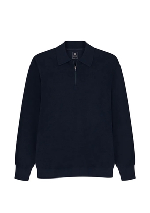 Boggi Milano Knitted polo shirt quarter-zip wool blend WOOLTECH - Blue