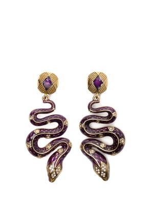 Roberto Cavalli snake-motif crystal-embellished earrings - Gold