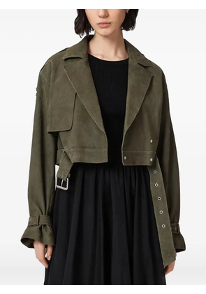 AllSaints Ophelia cropped suede jacket - Green