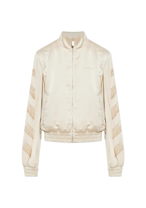 Off-White lace-insert satin bomber jacket - Neutrals