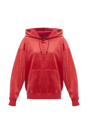 Y-3 logo-embroidered velvet hoodie