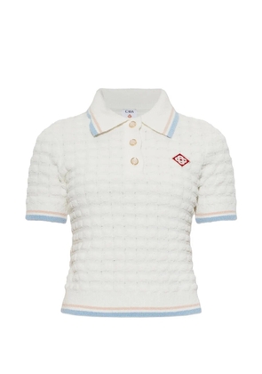 Casablanca waffle-knit logo-patch polo top - White