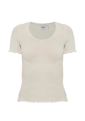 Chloé lace-trim ribbed top - Neutrals
