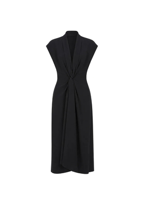 Hanita knot-detail draped midi dress - Black