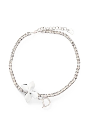Christian Dior Pre-Owned 2010s logo-charm flower choker - Silver