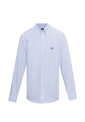 ETRO stripe-pattern embroidered-logo shirt - White