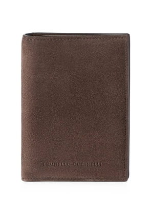 Brunello Cucinelli suede passport holder - Brown