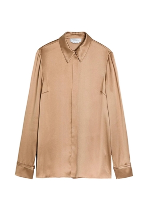 Gabriela Hearst Cruz satin concealed-front shirt - Neutrals