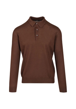 Fedeli button-fastening fine-knit sweater - Brown